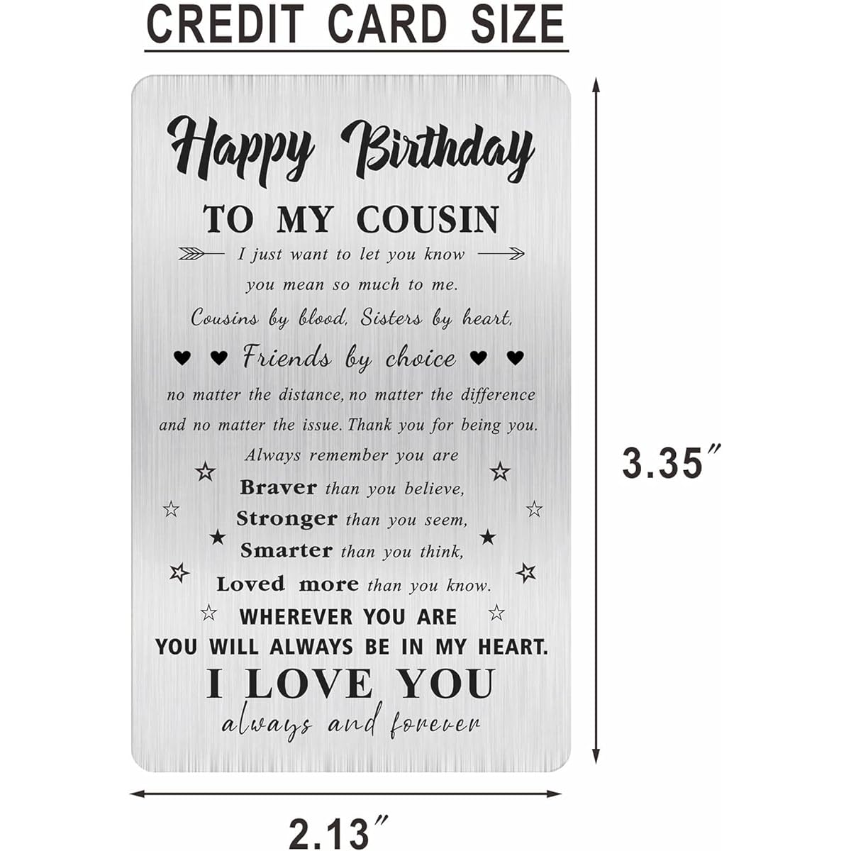 Alotozo Cousin Birthday Cards - Happy Birthday Gifts to My Cousin - Birthday Engraved Wallet Card for Cousin