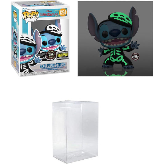 Funko Pop! Disney Lilo & Stitch Skeleton Stitch Chase Version - Entertainment Earth Exclusive Includes Byron's Attic Pop Protector