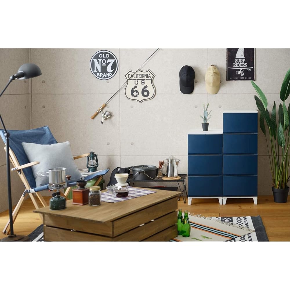 [Web Exclusive Color] Sanka Rooms Storage Chest Navy Wide 5 Tiers (Width 54 x Depth 42 x Height 107cm) Drawers that can be pulled out and tightened easily Scratch-resistant matte panel Easy assembly Made in Japan Clothes case Chest ROOM'S shade squ+ ARSD