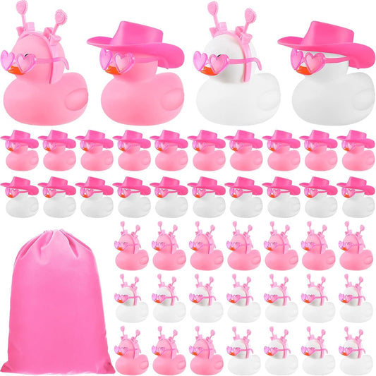 48pcs Valentine's Day Rubber Ducks 2" Mini Valentine's Day Duck Bath Toys Valentine's Party Decorations Holiday Rubber Ducks with Drawstring Gift Bags for Boys Girls Class Prizes Holiday (Romantic)