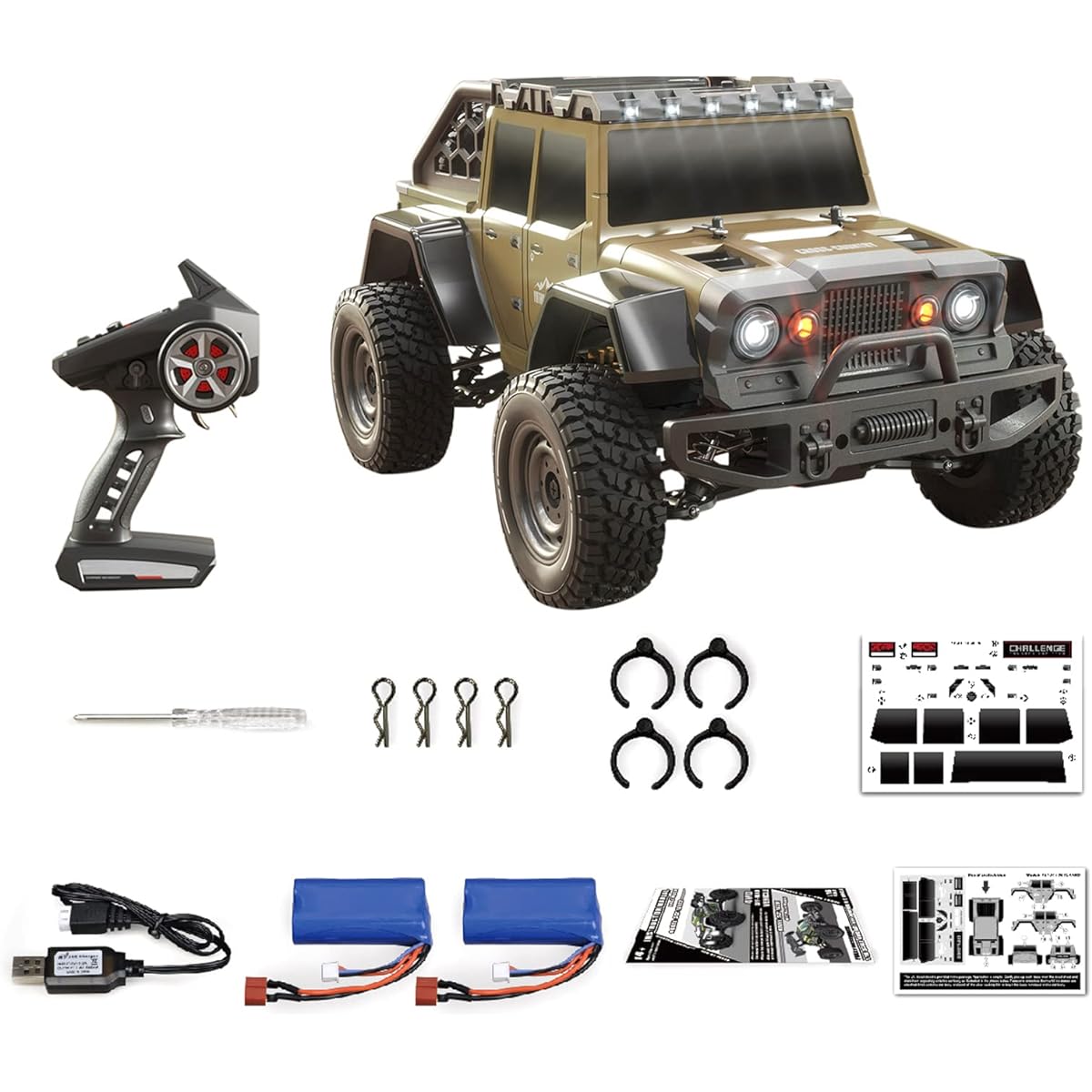 Remote Control Car, QISUO Remote Control Car 1/16 2.4GHz 70km/h Brushless Motor All Terrain Off-Road Truck 4WD Climbing Car Gift for Kids Adults with 2 Batteries