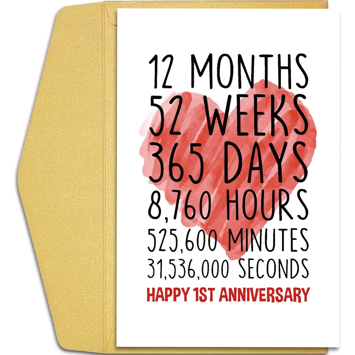 Qiliji Happy 1st Anniversary Card for Him Her, First Wedding Anniversary Greeting Card, Funny One Year Together Anniversary Card