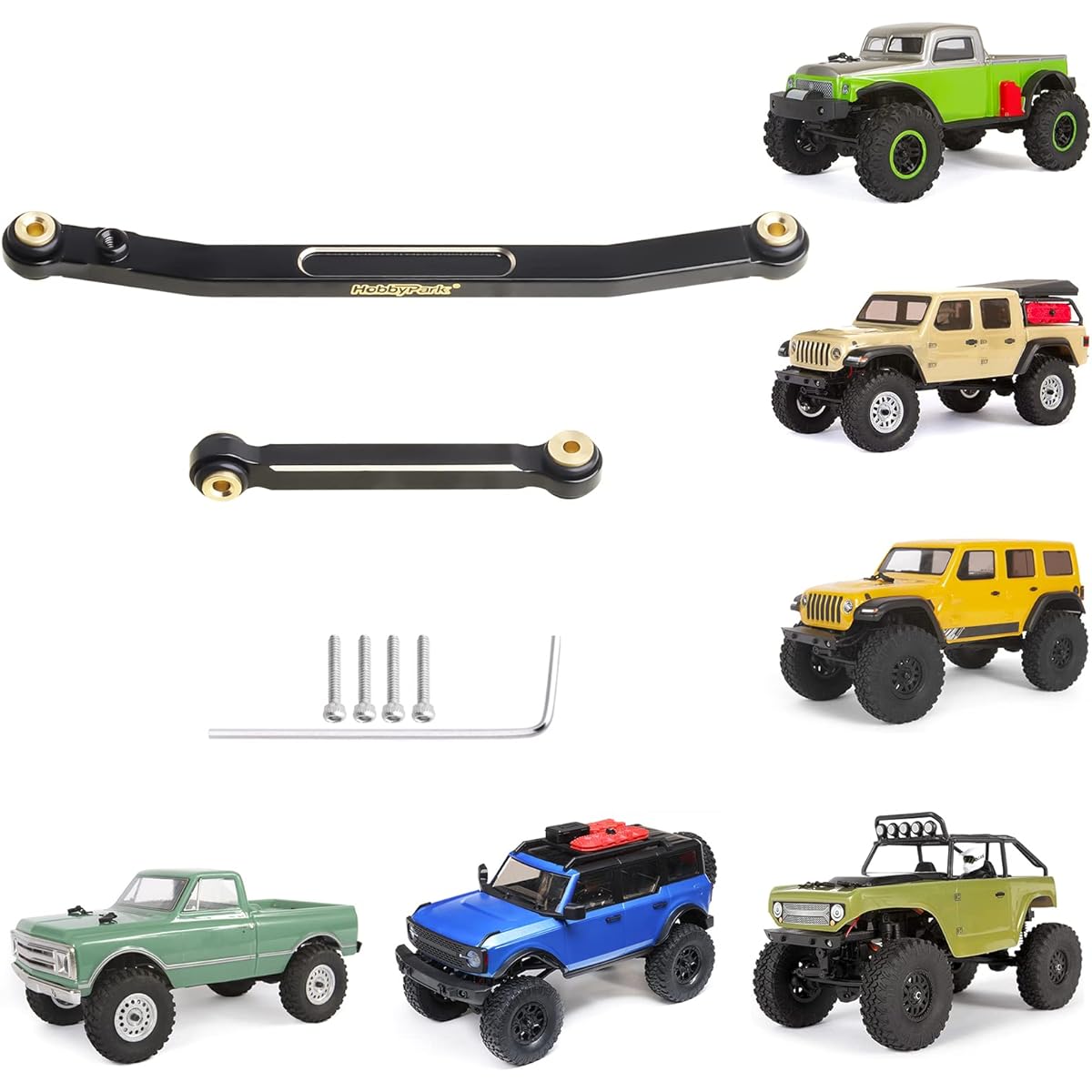 HobbyPark Brass Steering Link Set for Axial SCX24 Upgrade High Strength Compatible with Gladiator Bronco C10 JLU Deadbolt B17 1/24 Scale