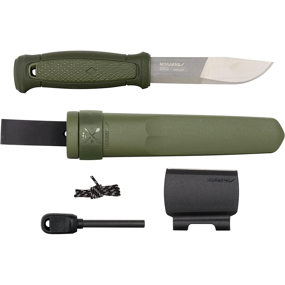 Morakniv Kansbor Survival Kit Stainless Steel Hunting Meat Cutting Camping Knife Ignitable MG (Military Green)