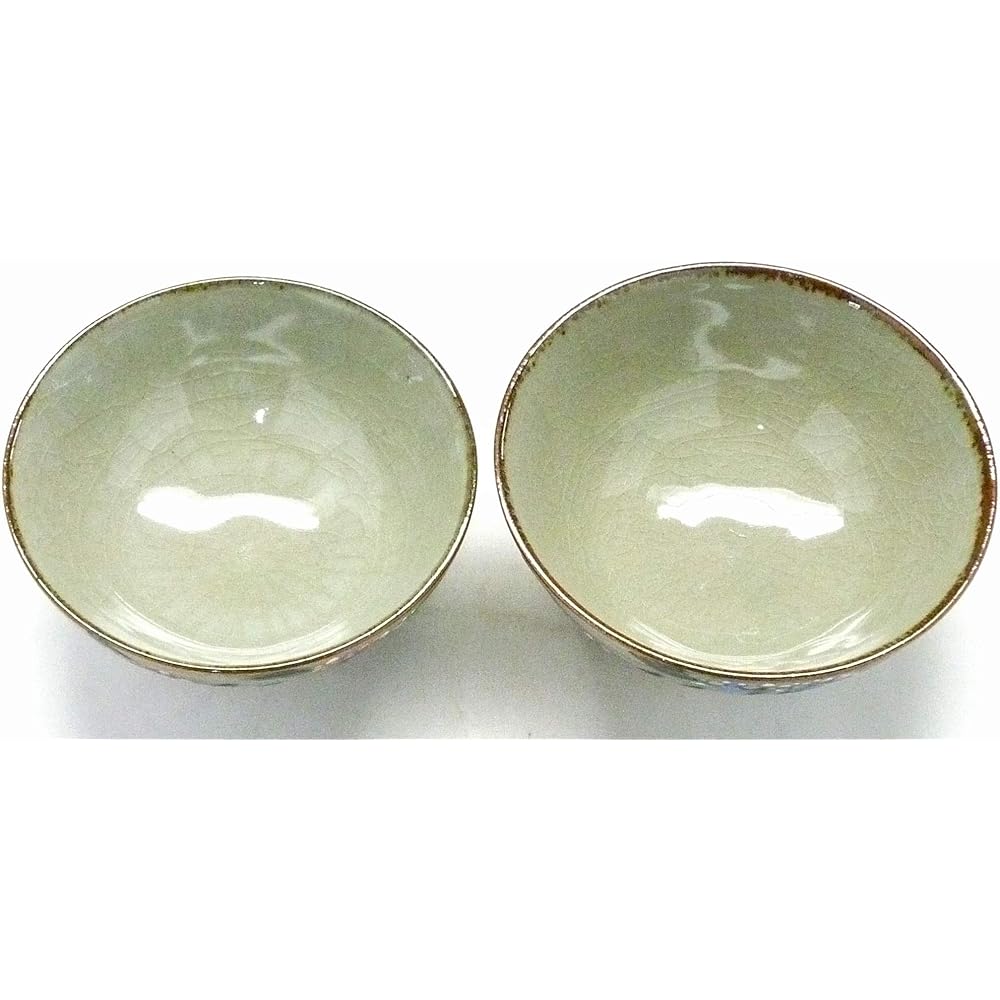 Kutani ware [pair rice bowl] Hydrangea pink + pink & pink + blue pottery back picture