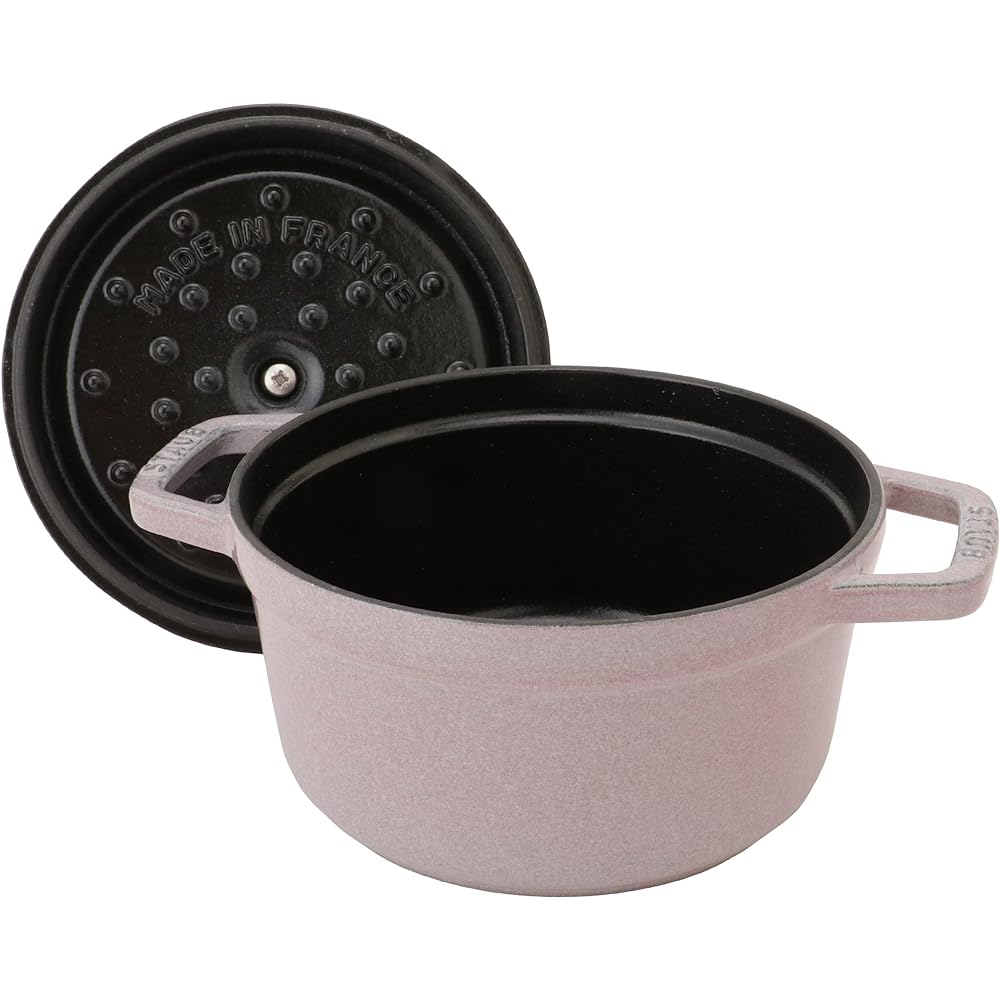 staub "Pico Cocotte Round Chiffon Rose 16cm" Both Hand Cast Enamel Pot IH Compatible [Authorized Japanese Product with Serial Number] La Cocotte Round 40508-865