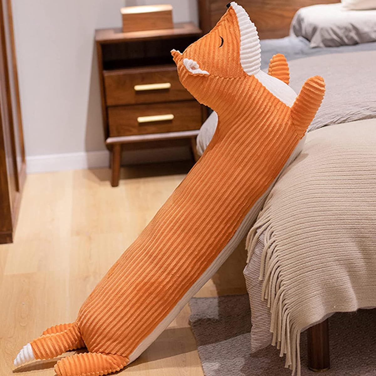Enhopty 43" Giant Fox Stuffed Animal Puppy Wolf Plush Toy Huggable Long Body Throw Sleeping Pillow for Kids Christmas (43", Fox)