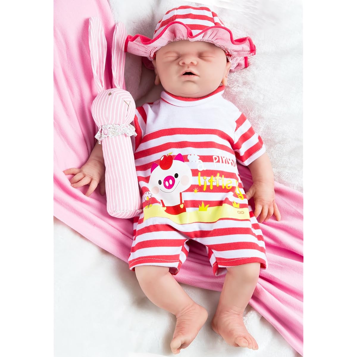 Vollence 18" Full Silicone Reborn Baby Doll, Not a Vinyl Doll, Anatomically Correct Lifelike Newborn Silicone Baby Doll, Stress Relief, Stress Relief Gift for Kids & Toddlers - Girls