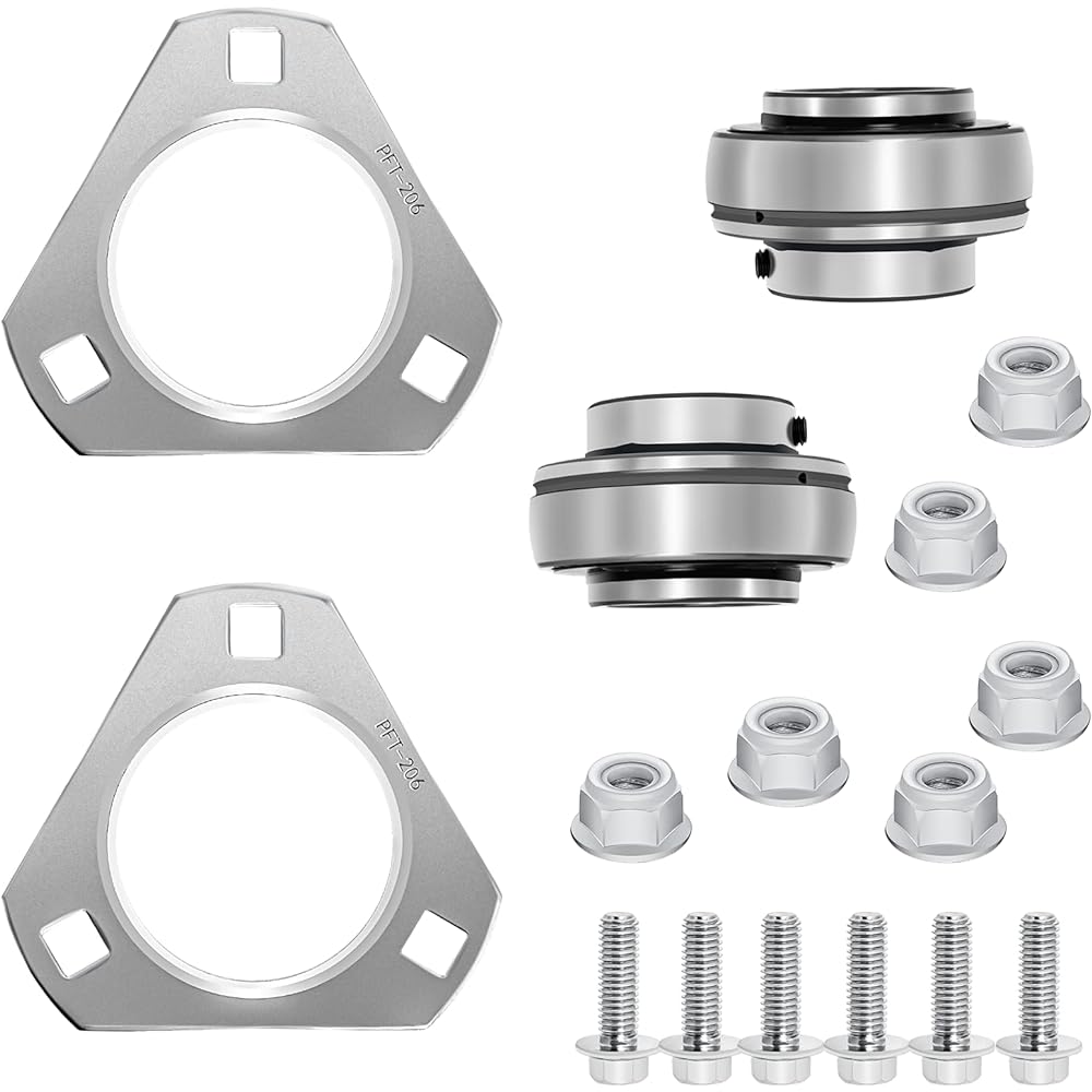 Go-Kart Live Axle Bearing Kit 1-1/4" Bearing Kit (3 Holes) Kit Perfectly Fits Go Kart Mini Bike Trike Off Road ATV