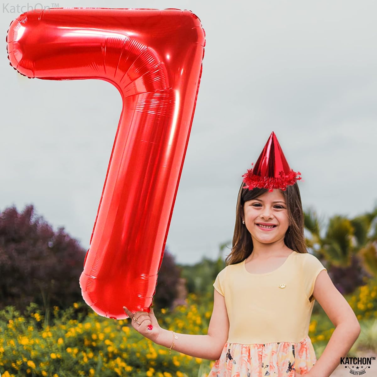 Red number 7 foil balloon