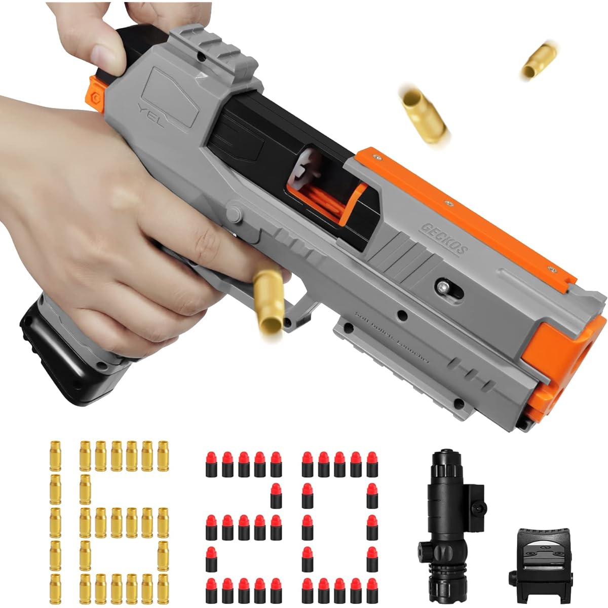 IZOKEE Soft Bullet Toy Gun Boys Girls Blasting Toy Foam Blaster with 20 Soft Foam Bullets Empty Shell Ejection Design Gift for Boys/Girls/Birthday/Christmas