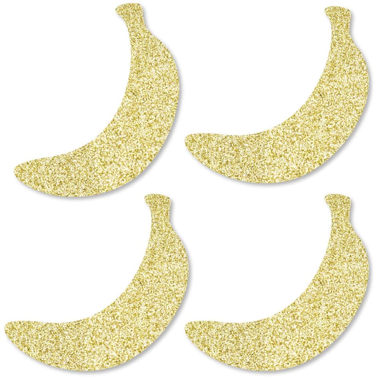 Gold Glitter Bananas - No Smudge Genuine Gold Glitter Cutouts - Tropical Party Confetti - Set of 24