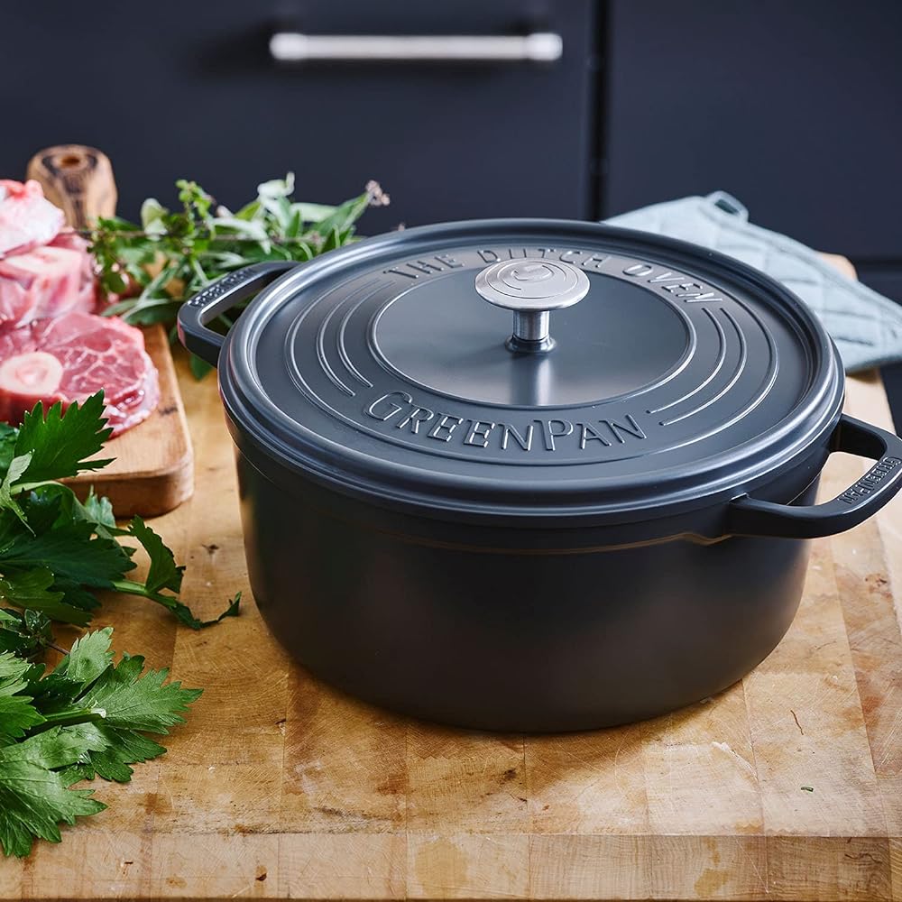 Green Pan, GREENPAN Featherweight, Ceramic Coating of Sand-derived Mineral Ingredients that does not contain any harmful substances, Double-Handed Pot, 8.7 inches (22 cm), IH Gas, Dishwasher Safe,