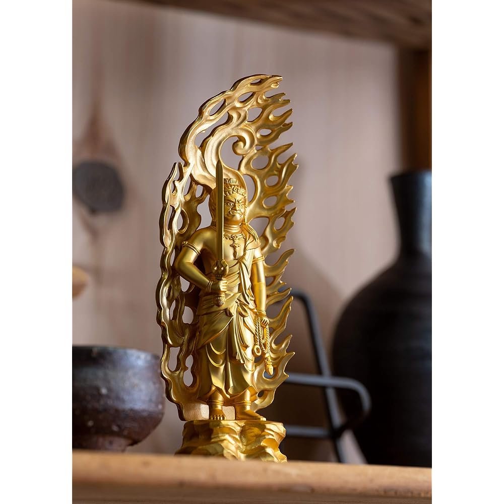 Buddha statue Fudo Myoo 15.5cm (gold plated/24K gold) Buddhist sculptor: Hideun Makita Original model _ (born in the year of the Rooster) Zodiac guardian principal image Zodiac Takaoka copperware (Fudo Myouou)