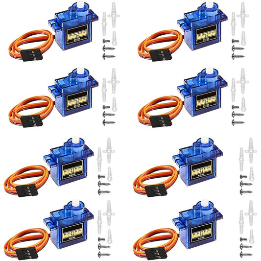 ALMOCN 8 Pieces SG90 9G Micro Servo Motor Kit for Mini RC Robot Arm Helicopter Airplane Car Boat Control Project