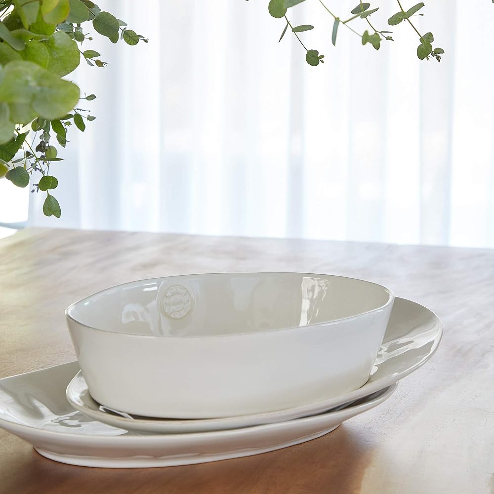 [Regular Imported Product] Costa Nova Nova Plate Oval Plate Oval Platter L 40cm White Dishwasher Safe Microwave Safe NOA401W