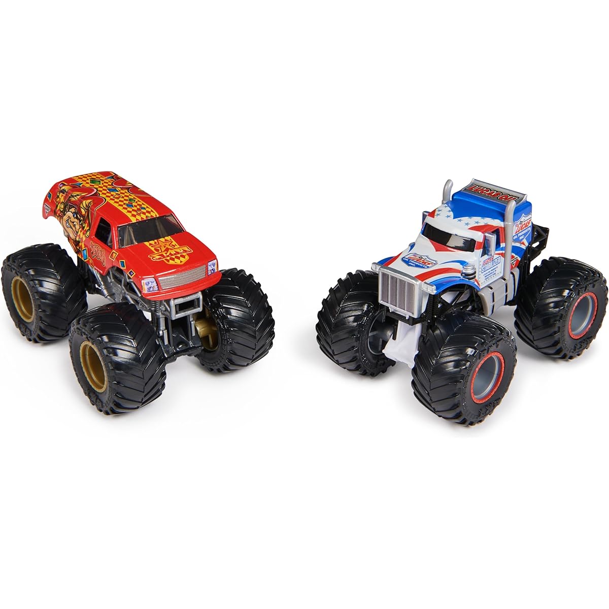 Monster Jam, Official Lucas Stabilizer vs. Jester Diecast Monster Truck, 1:64 Scale, Kids Toys for Boys Ages 3 and Up