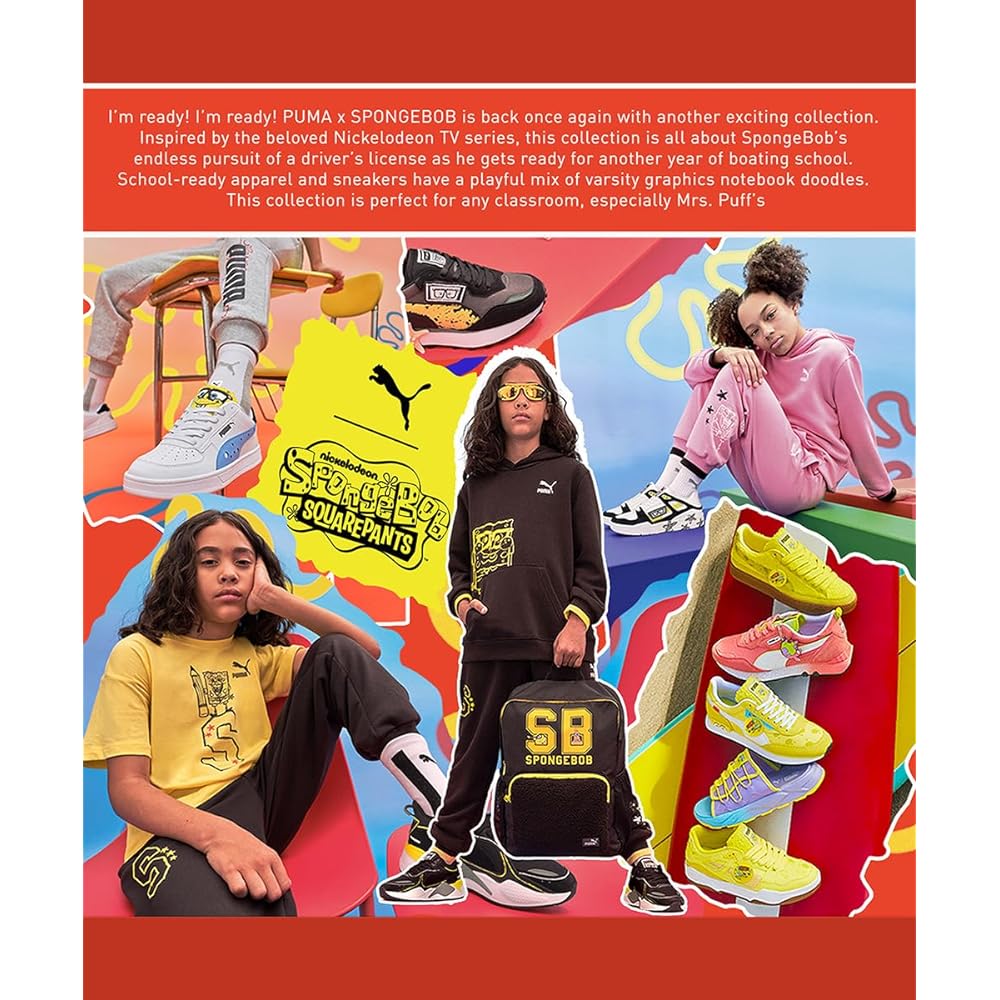 [PUMA] Collaboration Spongebob Sweatshirt Hoodie X SPONGEBOB Graphic Hoodie Sweatshirt TR 622218 Kids