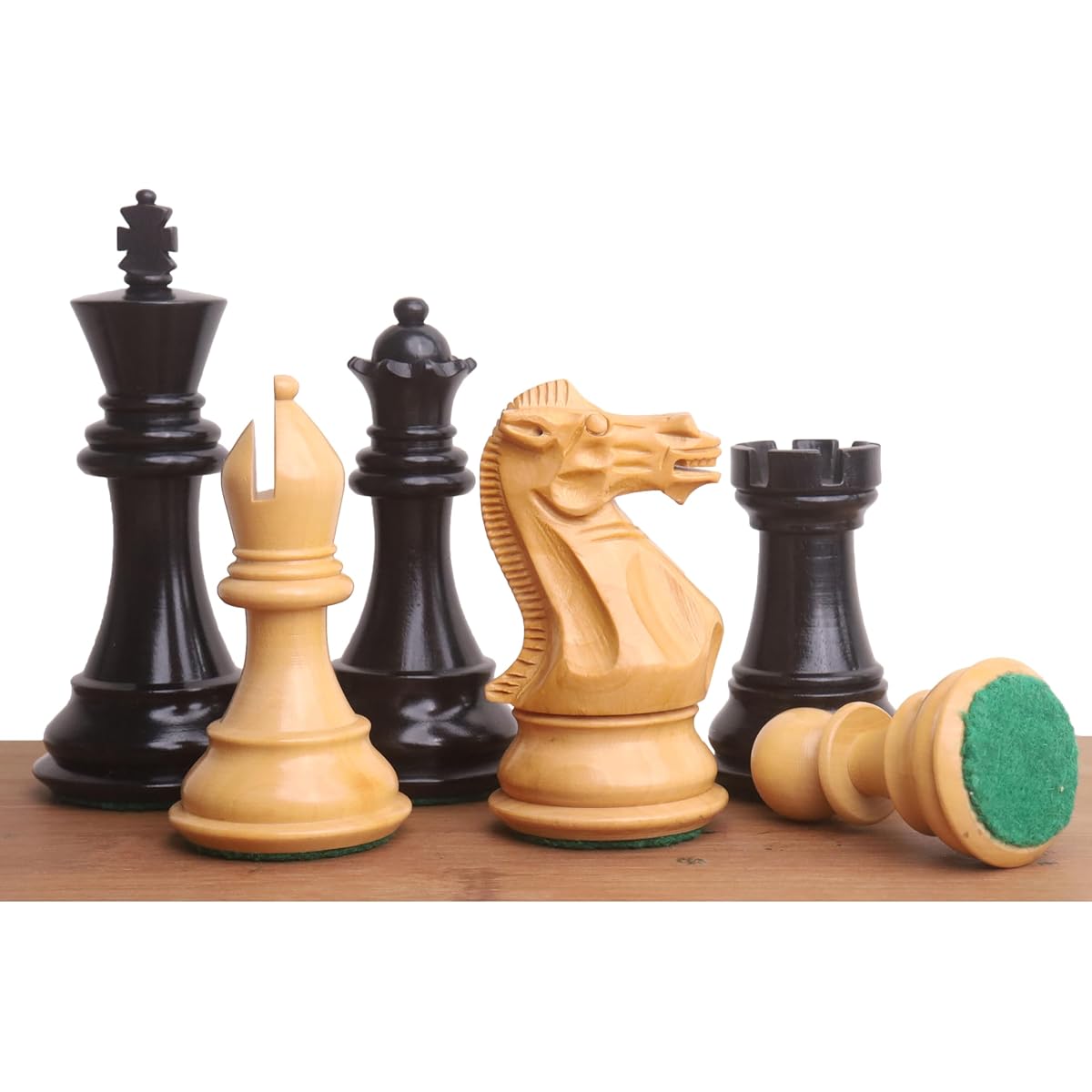 RoyalChessMall - 3.9 Inch Professional Staunton Chess Pieces Only Set - Triple Weight Ebony