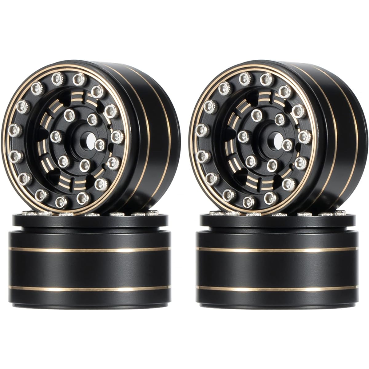 SCX24 Brass 1.0 Beadlock Wheels, 4pcs Brass Wheel Rims for 1/24 1/18 RC Crawler SCX24 TRX4M Bronco Defender FCX24 SCX24 Upgrade