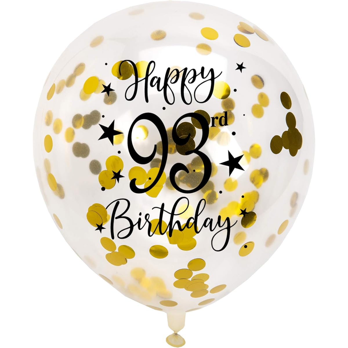Gold 93rd Confetti Latex Balloons for Women or Men Happy 93rd Birthday Party Balloons with Confetti 12 Inch Pack of 16