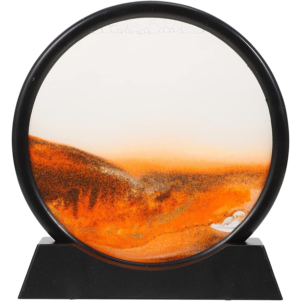 Mobile Sand Painting, Moving Sand Art Picture 7" Round 3D Deep Ocean Sandscape Motion Display Flowing Sand Frame Desktop Sand Art Home Decoration Office Flowing Sand Painting