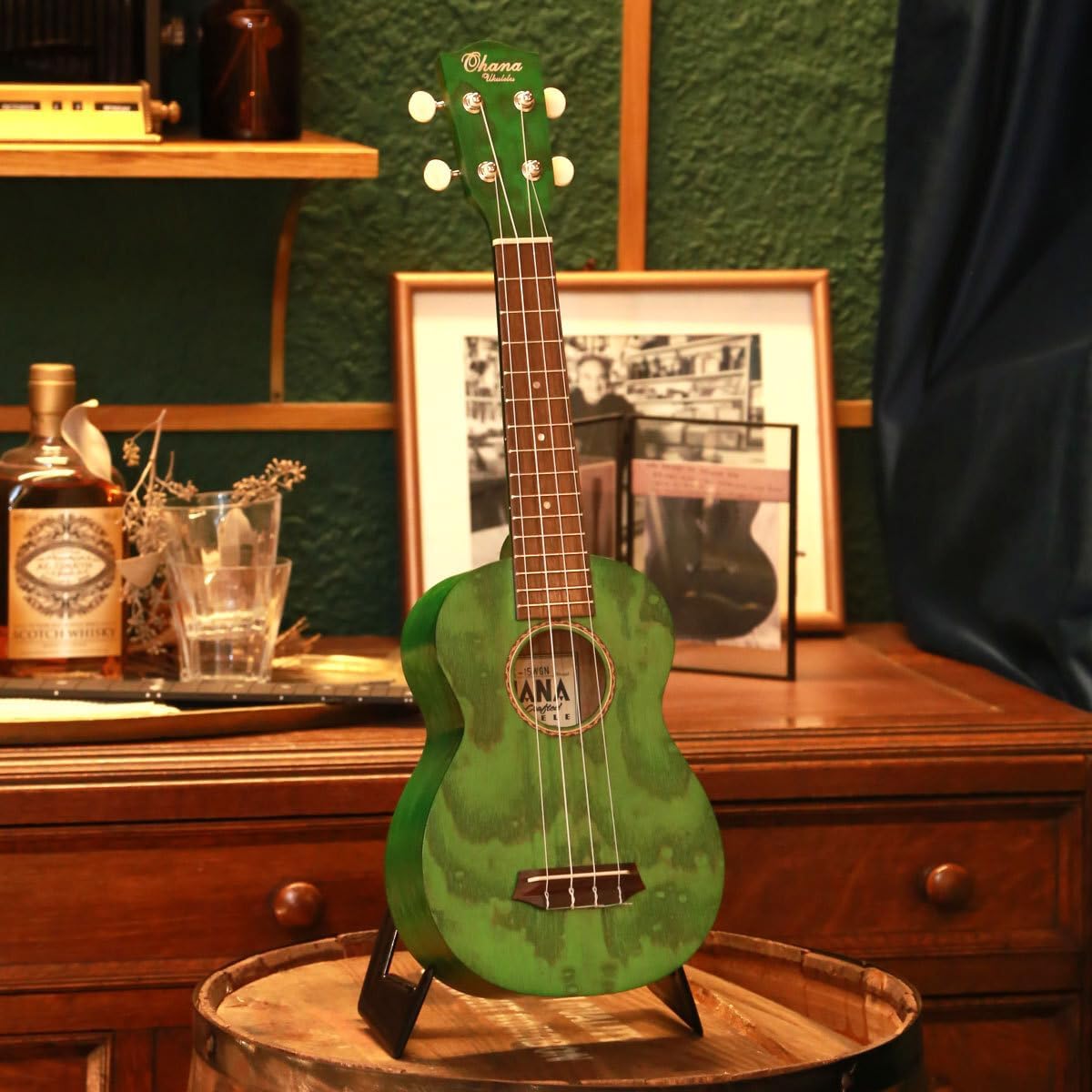 "Ohana SK-15W Green" Soprano Ukulele Willow Laminate Willow Green Ohana Soprano Ukulele