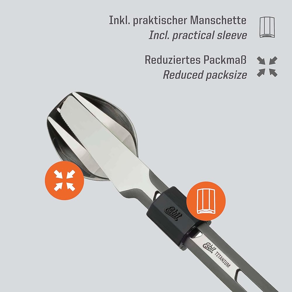 Esbit Outdoor Camping Titanium Cutlery Set (Spoon Knife Fork) ESTC4TI000