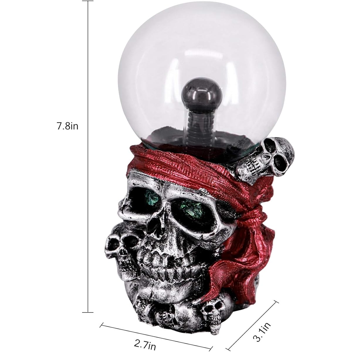 ANQIA Plasma Ball Lamp Touch Sensitive Party Magical Static Electricity Red Color Crystal Ball for Christmas (Skull)