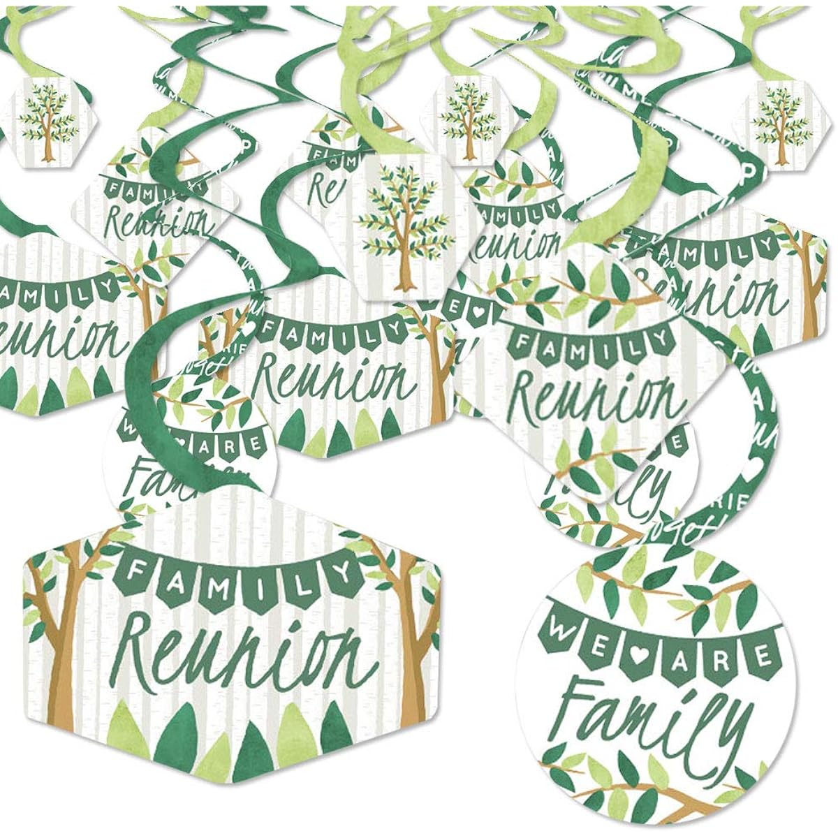 Big Dot of Happiness Family Tree Alliance - Family Reunion Party Hanging Decorations - Party Decoration Swirls - Set of 40