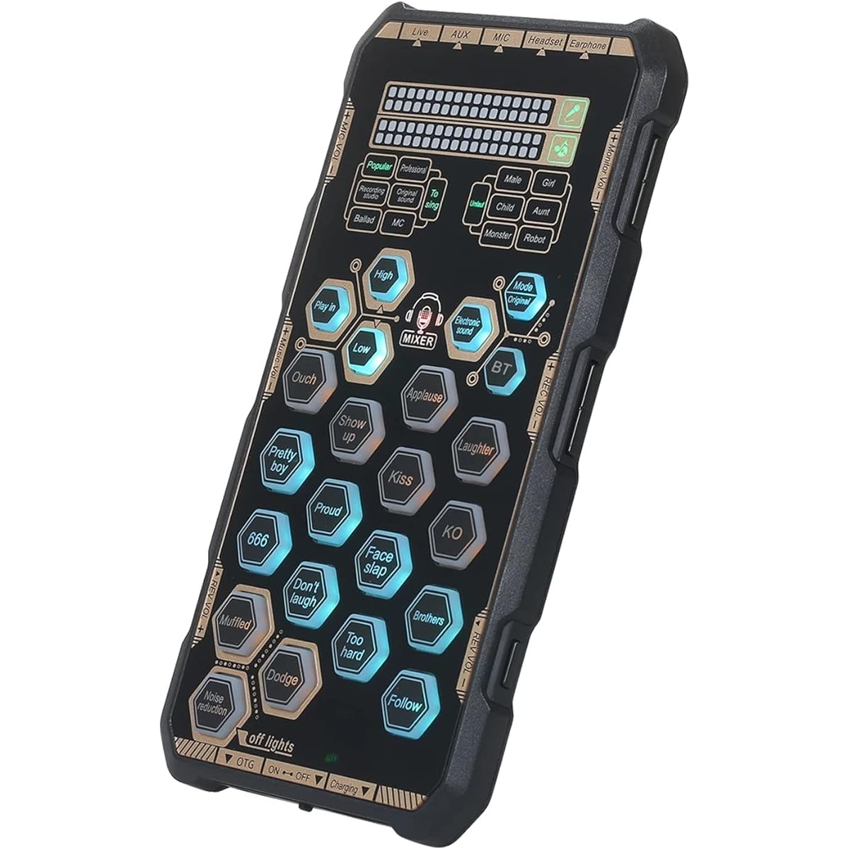 Live Sound Card Handheld Outdoor Portable DSP Sound Card Effect Device Audio Mixer Voice Changer Audio Card Sound Changer