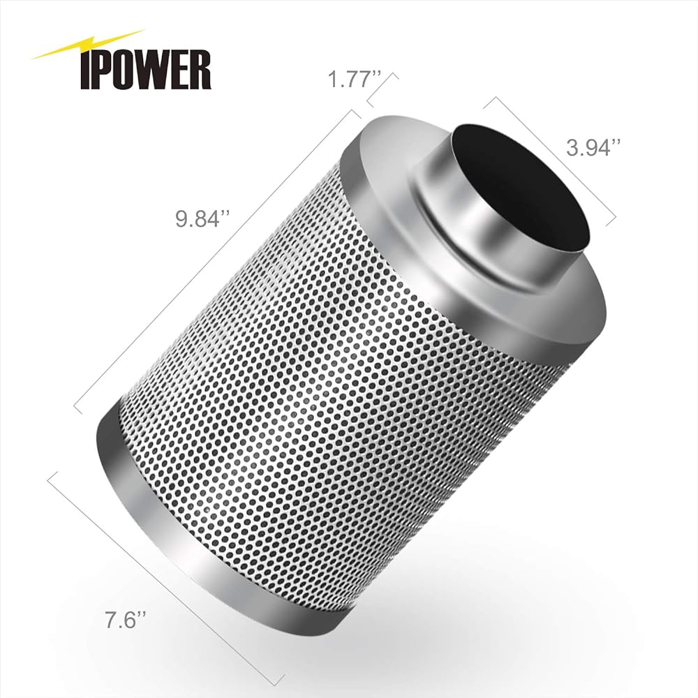 iPower Indoor Cultivation Carbon Filter 4 inch (approx. 10cm) with pre-filter