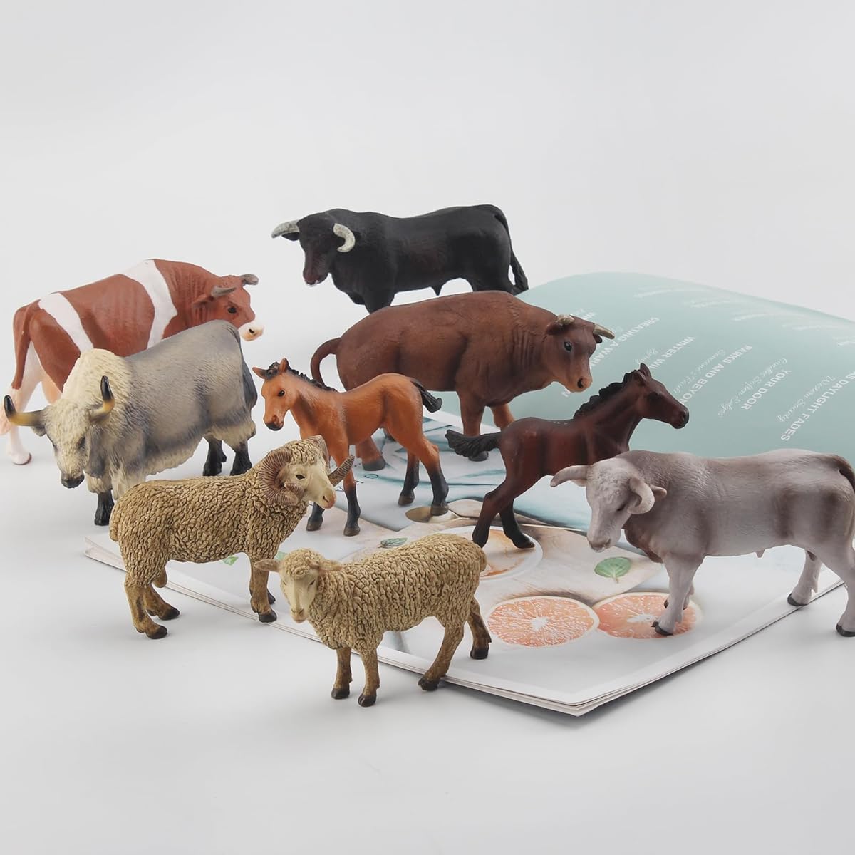 Bull Toys Bulk Playset 9 Piece Cow Toys for Toddlers Sheep Figures Appaloosa Foal Figure Sheep Model Kids Birthday Party Collection