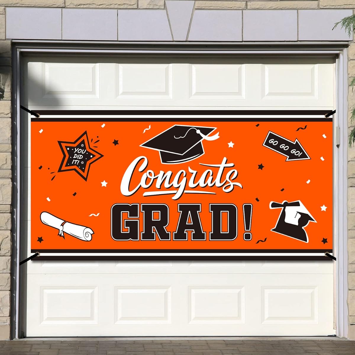 Graduation Backdrop Banner,Orange Large Graduation Party Supplies Decorations Photography Background for 2023 Graduation Party