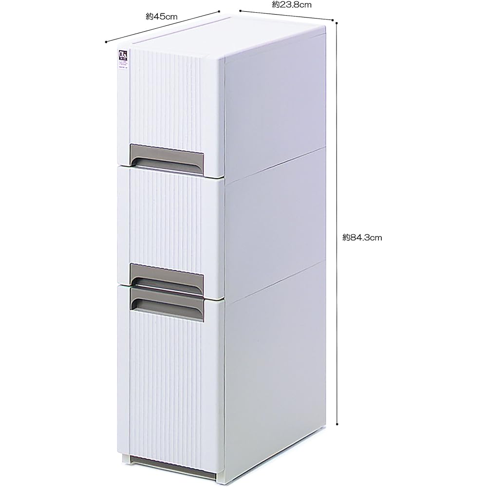 Sanko Plastic Made in Japan 3 Tier Gap Storage Aura Slim Width 23.8 x Depth 45 x Height 84.3cm Beige