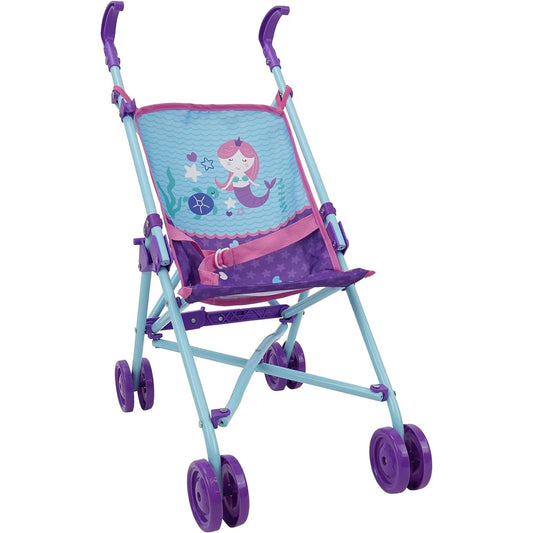 509: Mermaid Doll Umbrella Stroller - Kids Pretend Play Stroller, Easy Folding Storage & Travel, Fits Dolls up to 18", Ages 3+