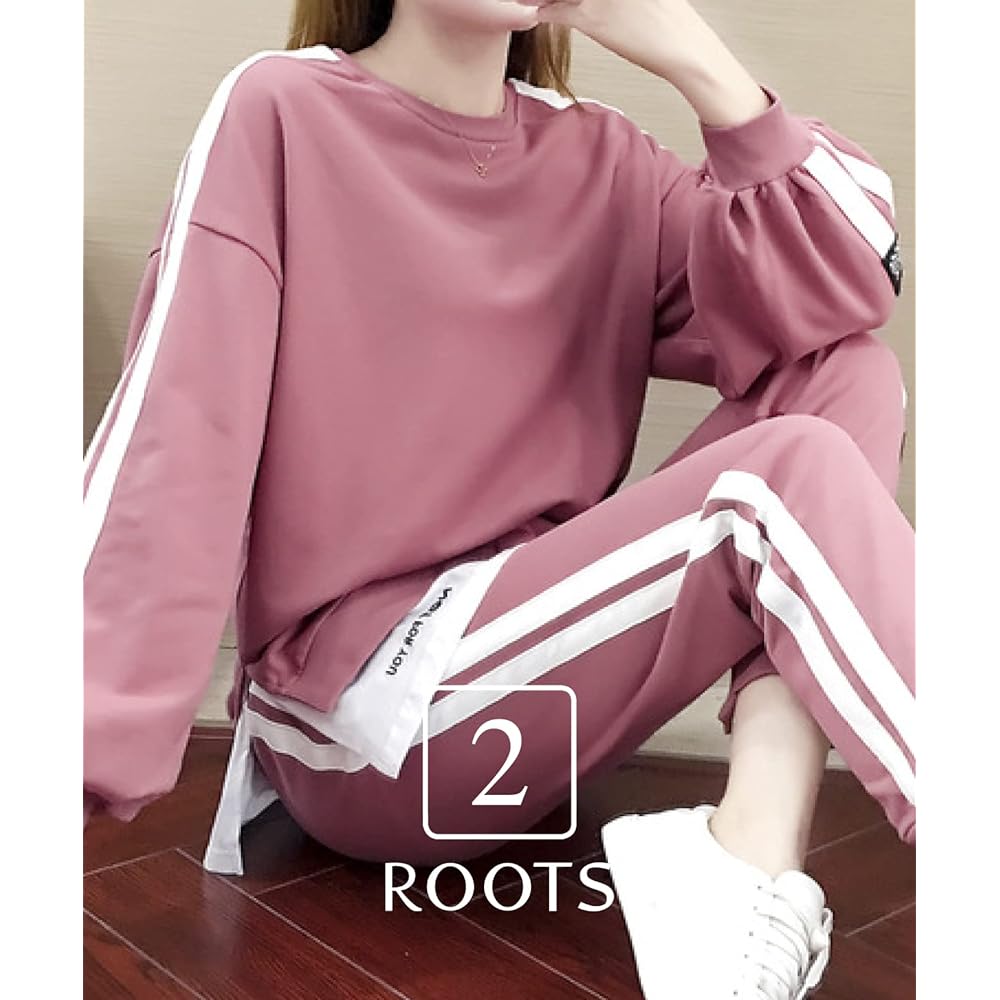 [Second Roots] Setup Sweatshirt Sweatshirt Jersey 2 Piece Set Layered Style Sideline Loungewear Easy Spring Summer Autumn Winter Women's 073S M~2XL