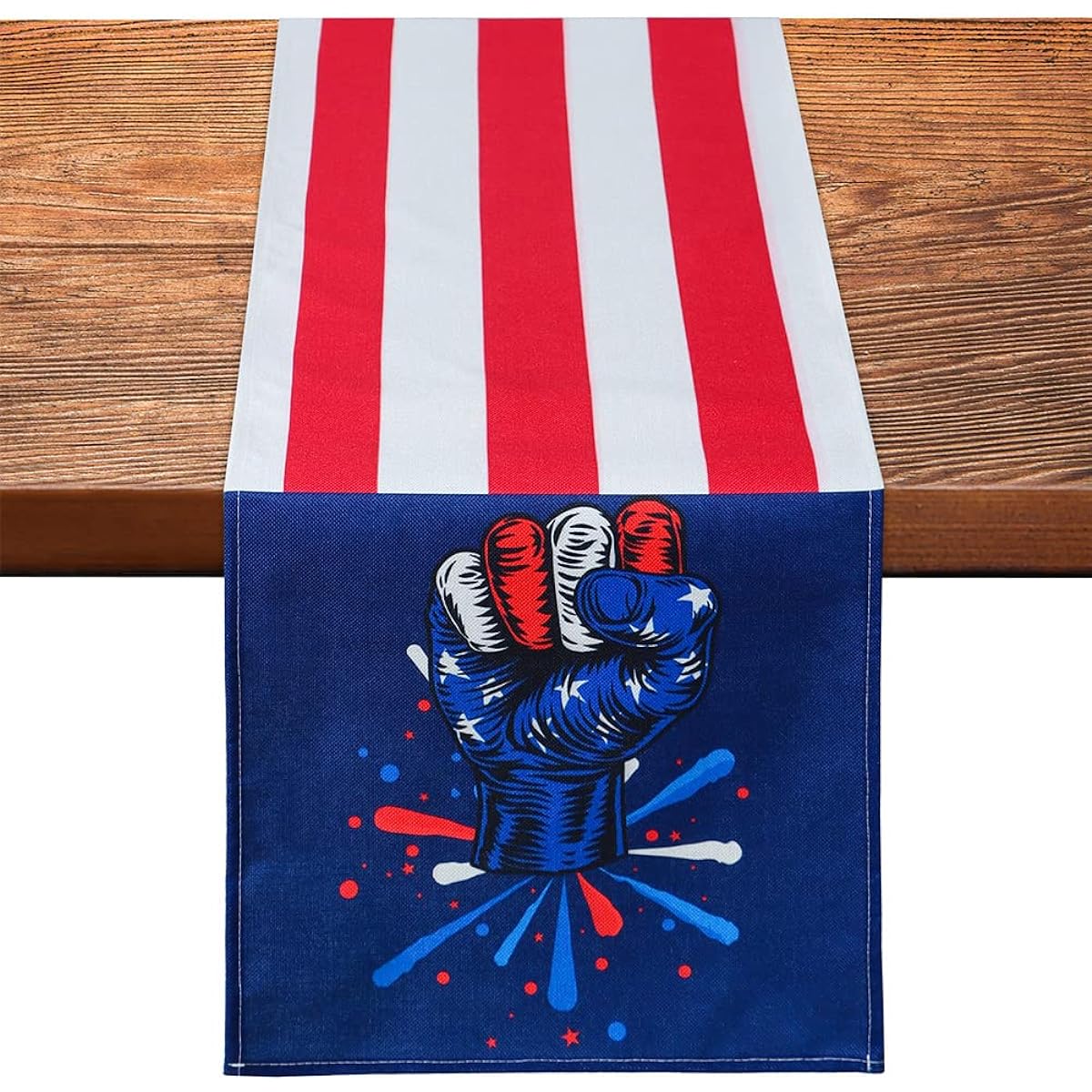 4th of July Independence Day Patriotic Memorial Day Table Runner American Flag Stars and Stripes Kitchen Dining Table Runner for Home Party Decor 12.6 x 70.9 Inch