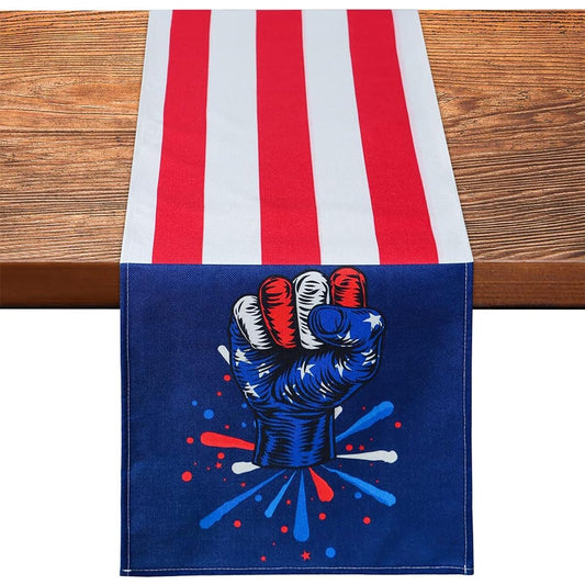 4th of July Independence Day Patriotic Memorial Day Table Runner American Flag Stars and Stripes Kitchen Dining Table Runner for Home Party Decor 12.6 x 70.9 Inch