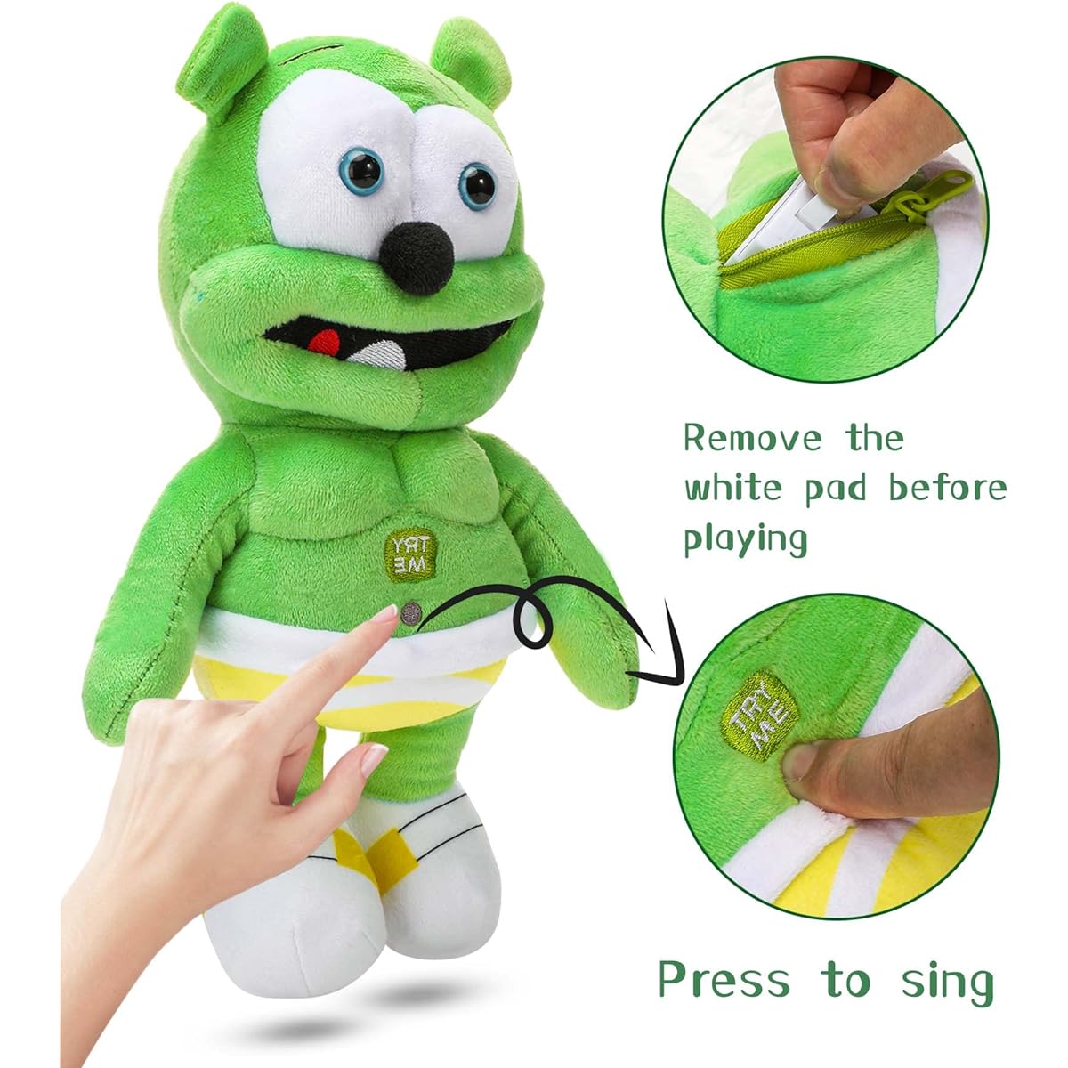Xefuu 12" Gummy Bear Plush Toy Singing Bear Toy Animal Doll for Kids Birthday Valentine's Day Gift Party Supplies