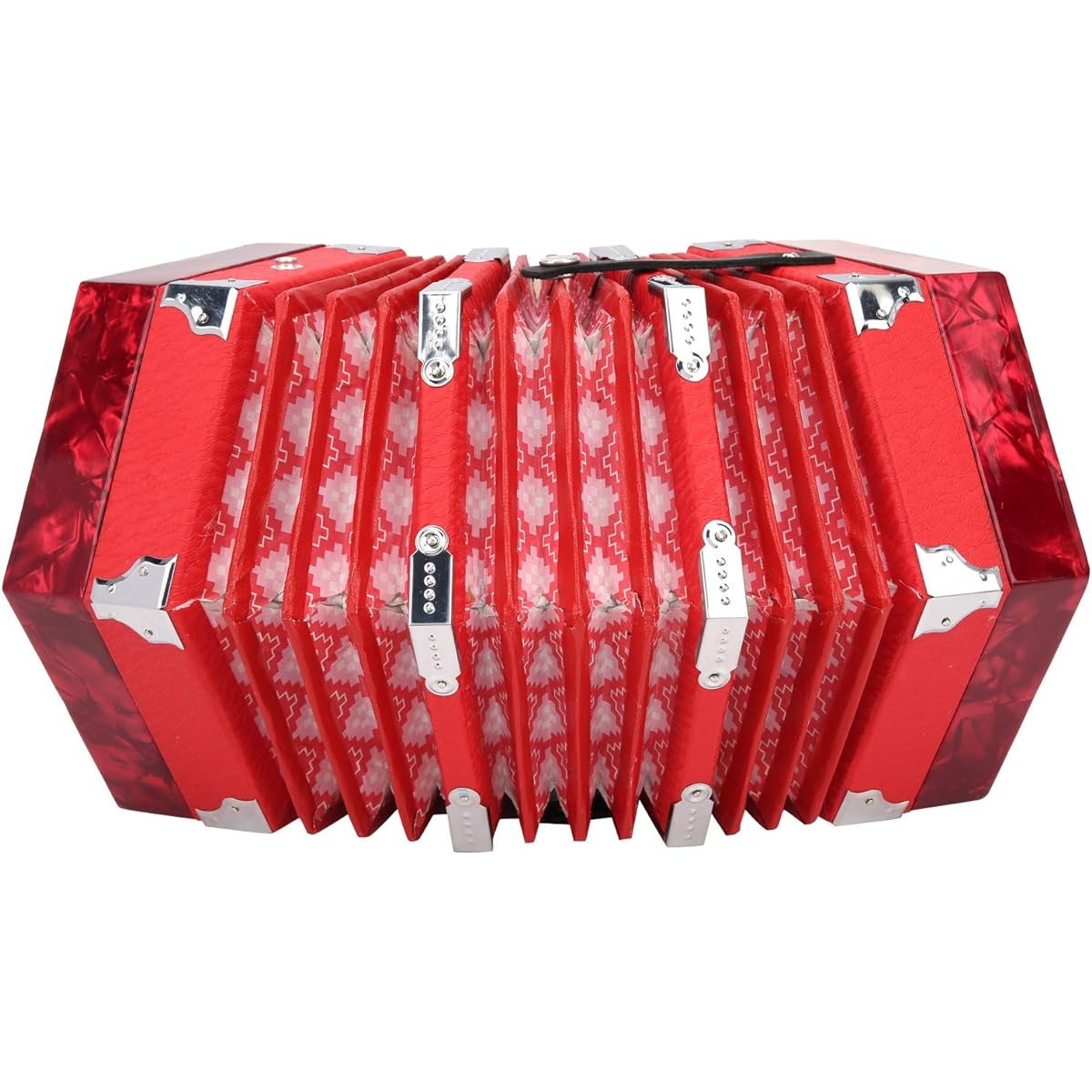 Easy to carry, adjustable buttons, easy to play, concertina instrument, light and durable, new (red)