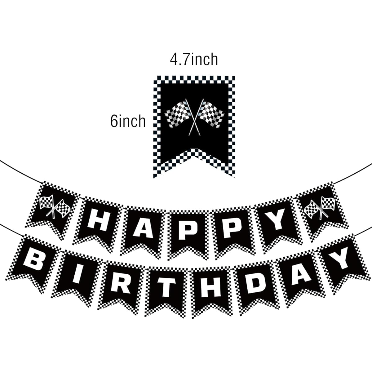 BIEUFBJI Race Car Birthday Banner Checkerboard Happy Birthday Banner Race Car Party Decorations Racing Theme Party Boys Racing Themed Birthday Decorations
