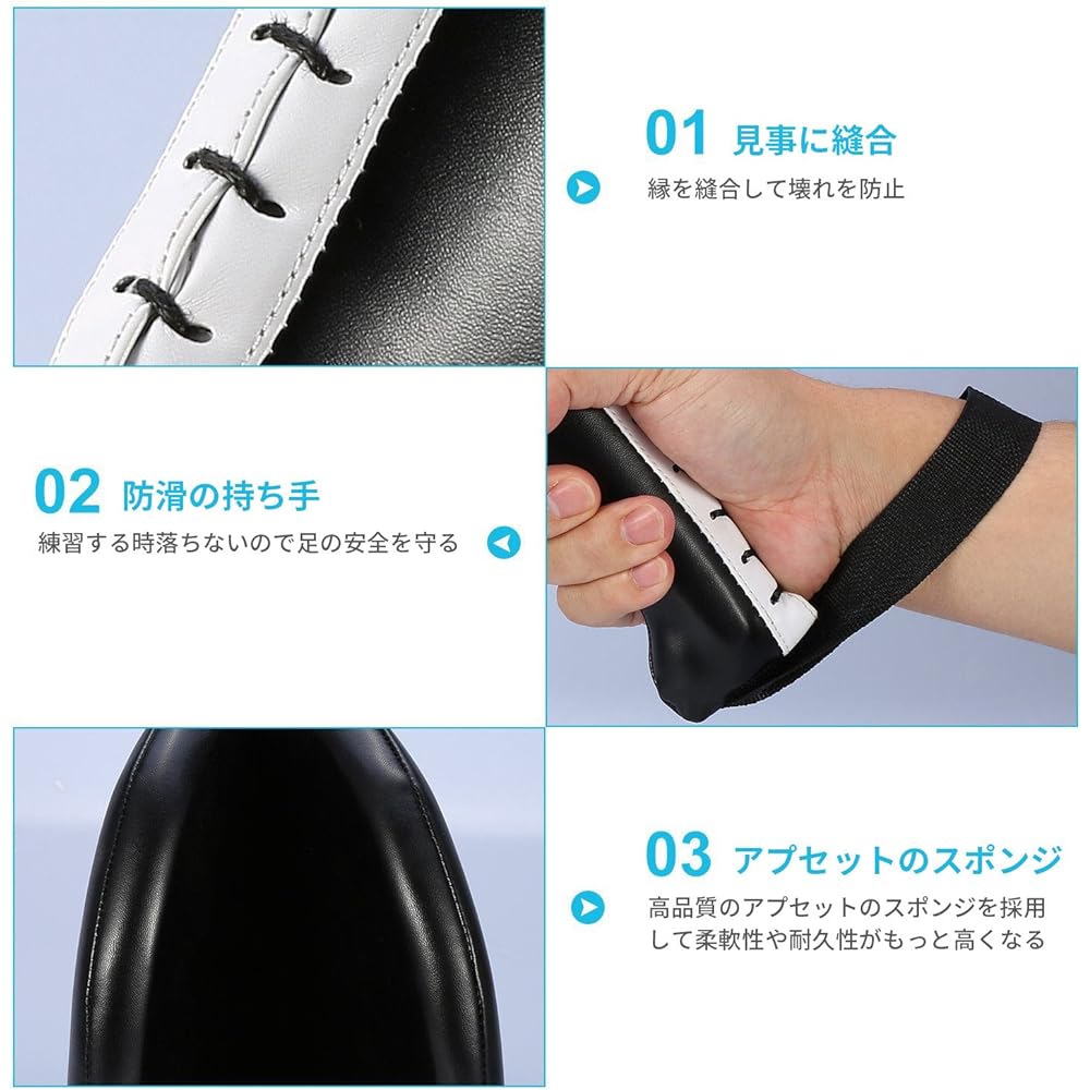 Double Hand Mitts, Boxing Mitts, Punching Mitts, Kickboxing, Karate, Taekwondo, Muay Thai, Martial Arts, Martial Arts Training, Practice, Release Stress, Pleasant Sound of Clean Hits, Lightweight, Left and Right Set, For Both Hands (Black - 1 Piece)