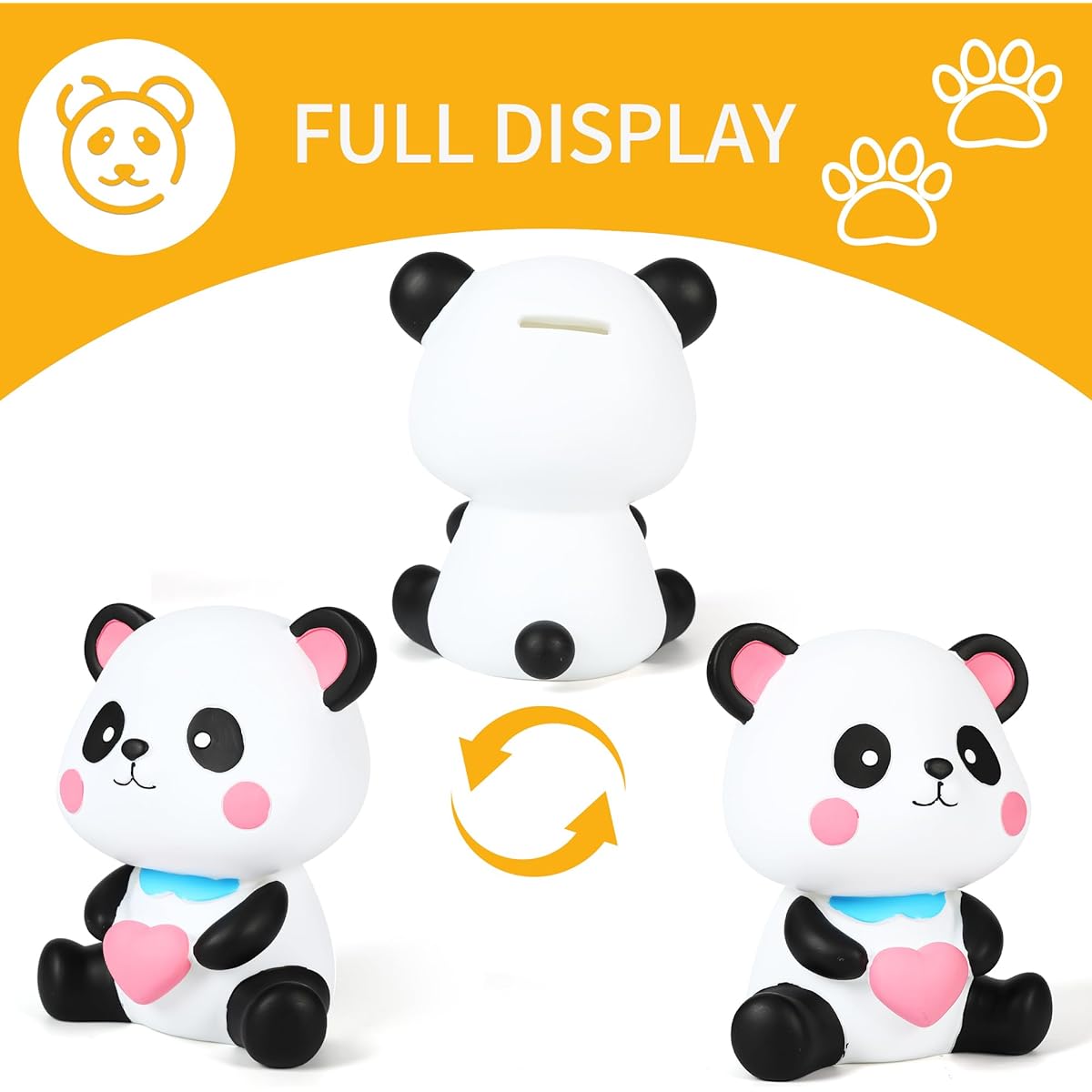 H&W Lovely Panda Baby Piggy Bank Shatterproof Piggy Bank First Coin Bank Best Christmas Birthday Children Boys Girls Home Decoration Blue (WK41-D3)