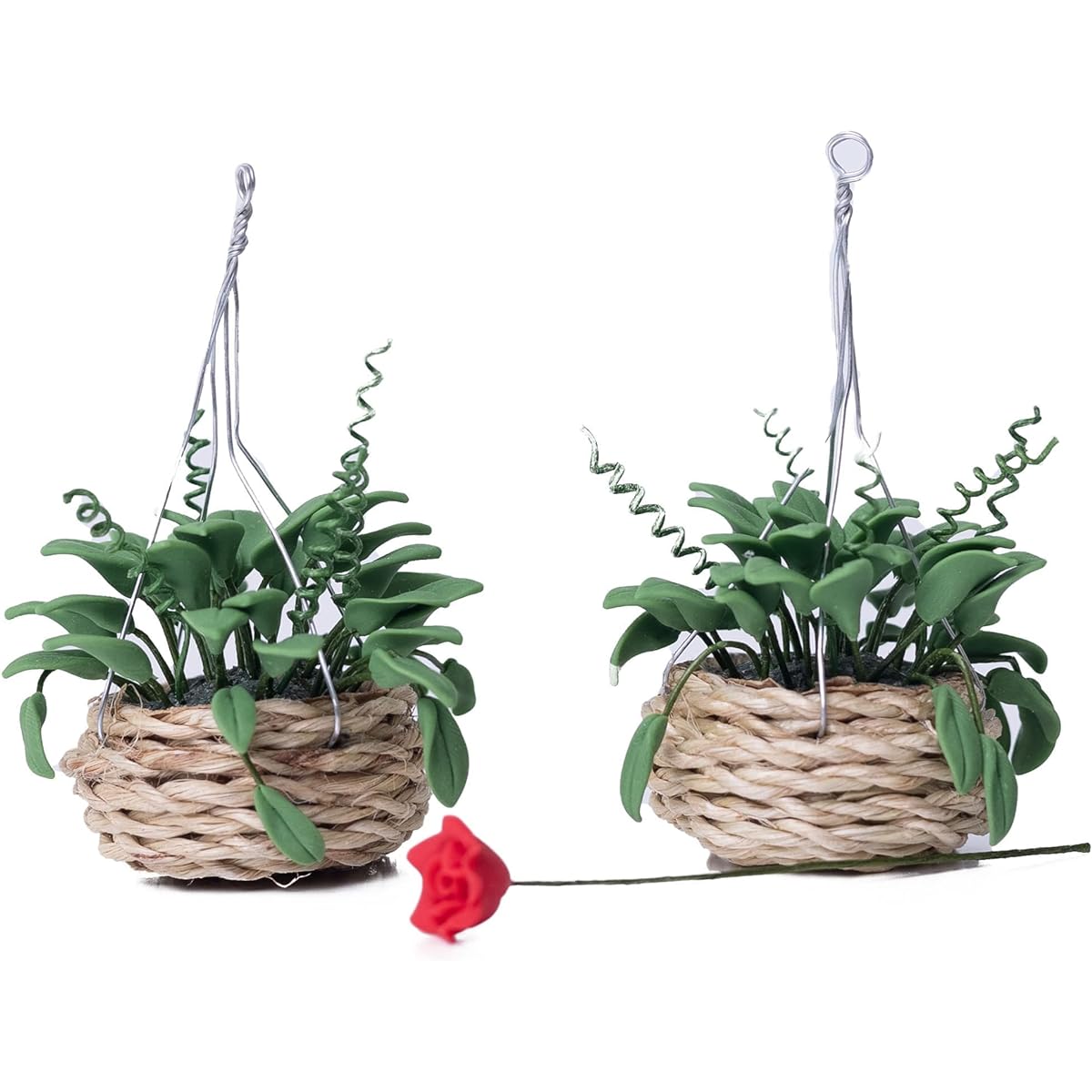 Taponukea Miniature Dollhouse Plants Dollhouse Furniture Accessories Hanging Plant Pots Model 1:12 Scale (2 Flower Pots)