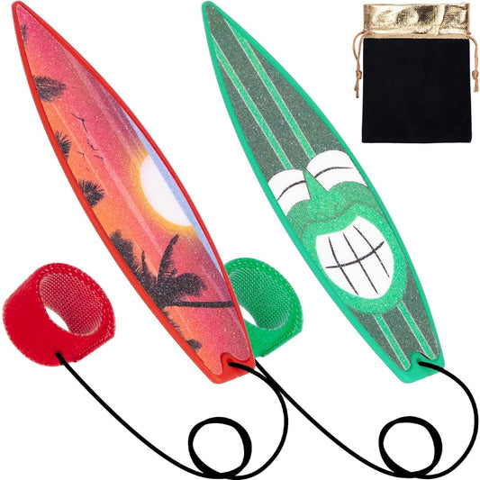 LA KEN DU Finger Surfboard for Car Ride 2 Pieces Mini Surfboard for Kids Windsurfboard Car Window Fingerboard (Red & Green Receiving Bag Included)