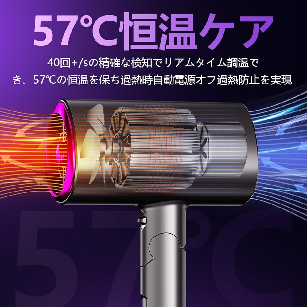 Oelihuor Hair Dryer, Large Air Volume, Quick Drying, 1400W [2024 New Arrival] Hair Dryer, 3 Levels Adjustable, Hot/Cold Air Switching, 57°C Constant Temperature