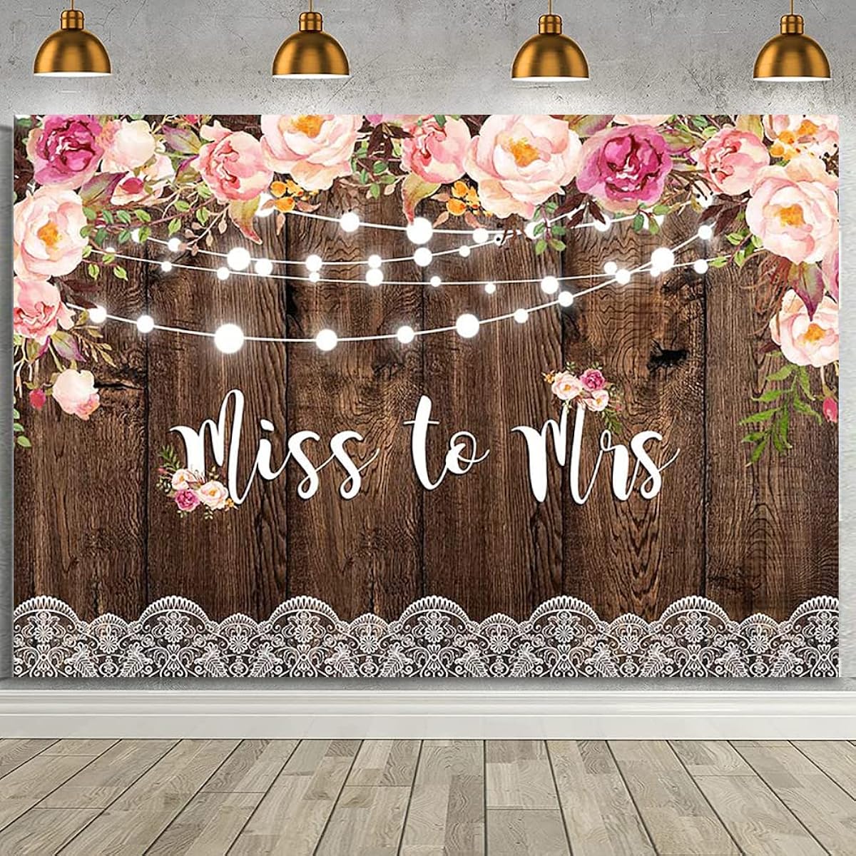 AIBIIN Rustic Floral Wood Bridal Shower Decorations Backdrop Miss To Mrs Backdrop Banner Wedding Bride To Be Engagement Backdrop Banner Decoration Supplies Props for Photography Vinyl 7x5ft