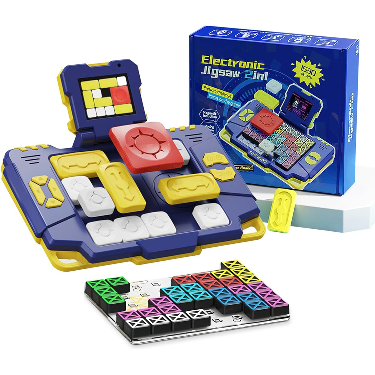 Microworld Super Slide Puzzle Game 2 in 1 Challenge Brain Teaser Puzzle 1500+ Levels Travel Games for Kids STEM Fun Games for Failure Road Trip & Car Ride Handheld (USB Charging)