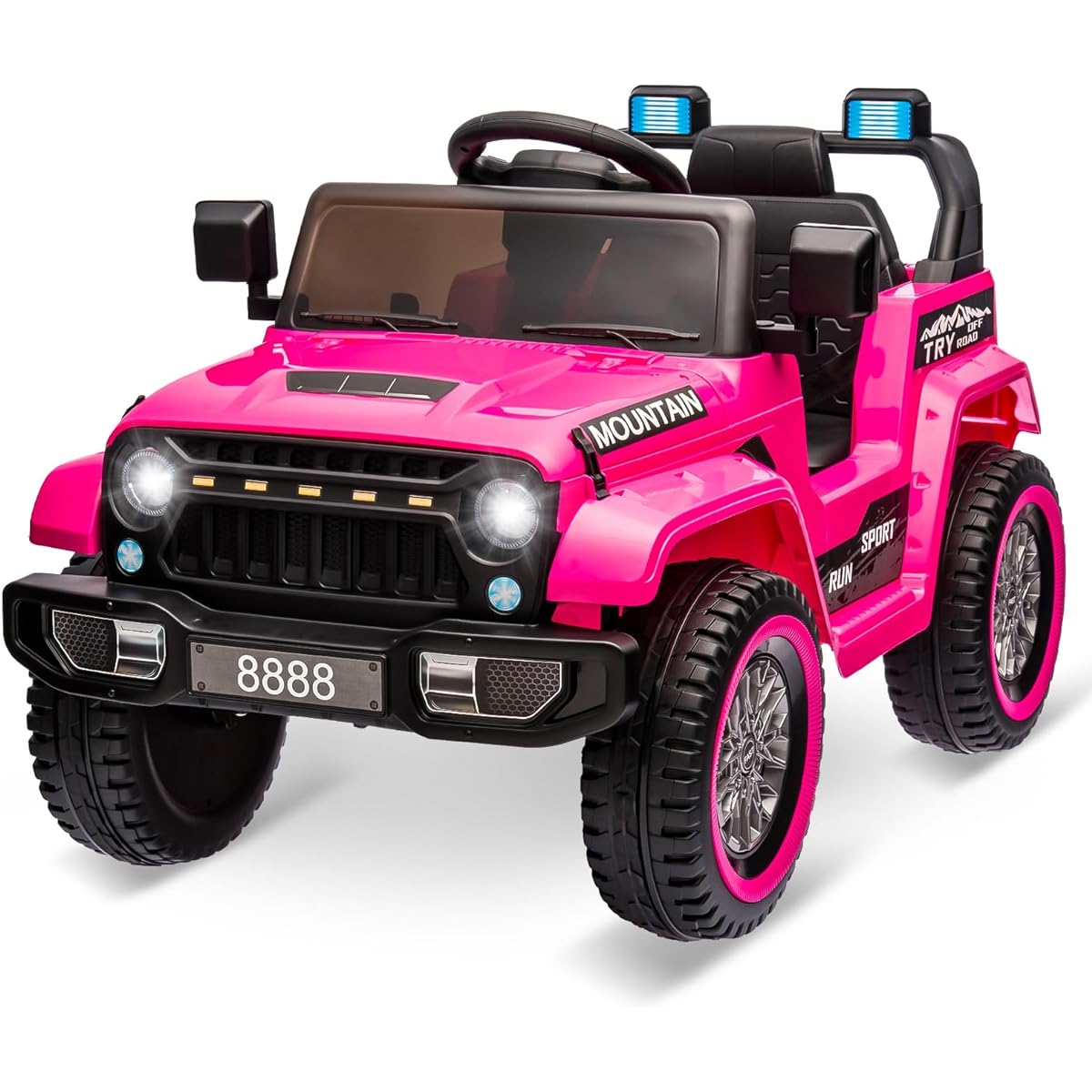 Hetoy Kids Ride On Track Car, 12V Battery Powered Electric Car with Parent Remote, Spring Suspension, 3 Speed Levels, LED Light, Music & Horn, Kids Electric Car Toys for Boys Girls, Pink